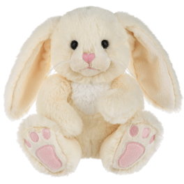 Plush cream bunny with pink nose and paw pads