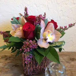 Red Roses And Cymbidiums *cat friendly