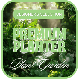 Green plant-themed graphic with the words "Premium Planter"