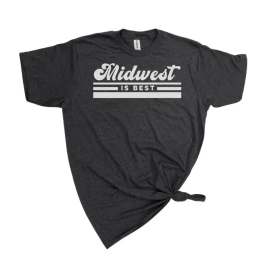 Black T-shirt with white "Midwest is Best" text