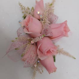 Pink Spray Rose Wrist Corsage