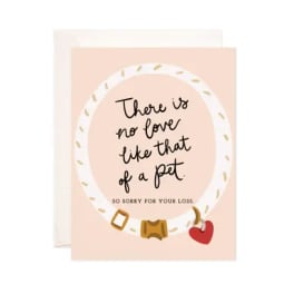 Pet sympathy card with a heart and collar illustration