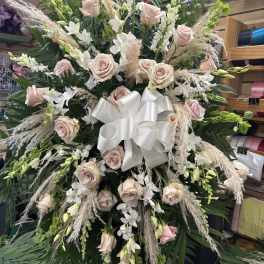 Champagne roses and Pampas grass spray