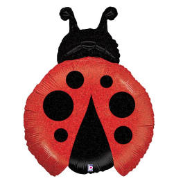 Ladybug-shaped foil balloon in red and black