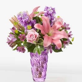 Precious Petals Bouquet with Luxe Swirl Vase