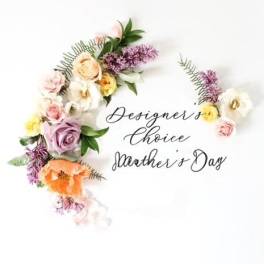 Floral wreath with pastel roses and poppies around Mother's Day text
