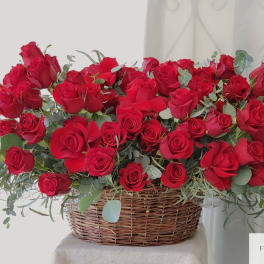 Five Dozen Roses in a Basket