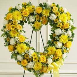 Always Remember Floral Heart Tribute - Yellow and White