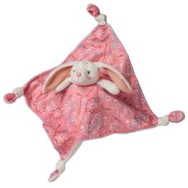 Pink plush bunny security blanket with floppy ears