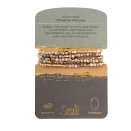 Beaded bracelet set on a product card with text