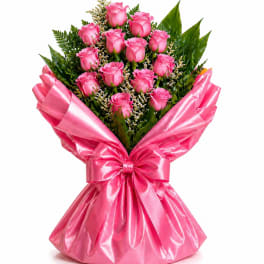 Pink Wrapped Rose Bouquet