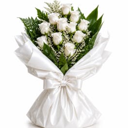 White Wrapped Rose Bouquet