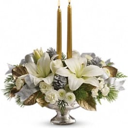 Teleflora's Silver And Gold Centerpiece