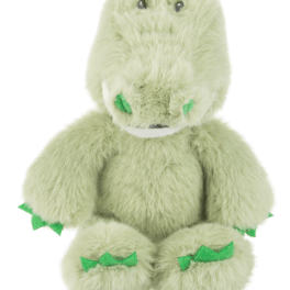 Plush green frog stuffed animal with fuzzy fur and bright green accents