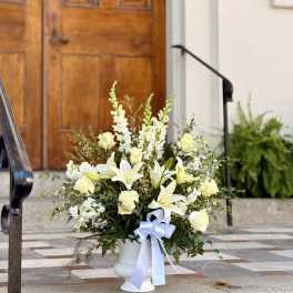 Pure White Floral Basket