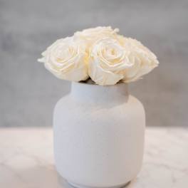 Cream Roses in Speckled Vase