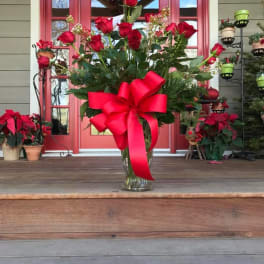 Red Bow By Flower Carriage