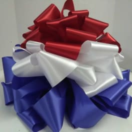 Red, white, and blue gift bow arrangement