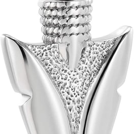 Silver arrowhead pendant necklace on a white background