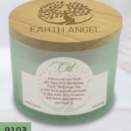 Green candle in a glass jar with a wooden lid
