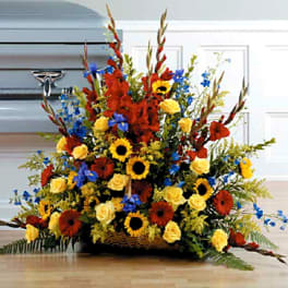 Triadic Fireside Basket in Red, Yellow and Blue