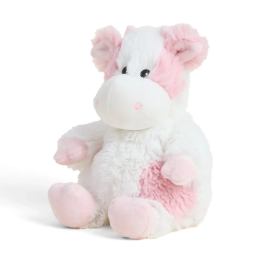 Plush white and pink teddy bear sitting upright