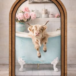 Aqua Highland In Tub Framed Art