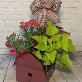 Blooming Birdhouse Hanging Basket