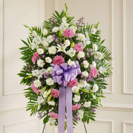 Deepest Sympathies Lavender & White Standing Spray