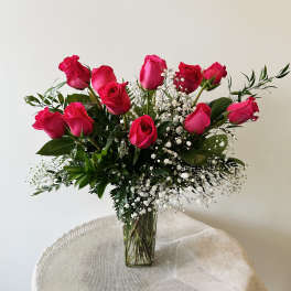 Dozen Hot Pink Roses