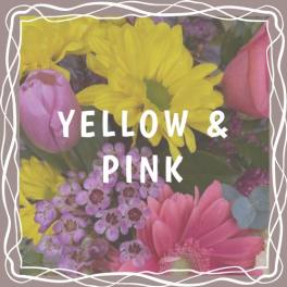 Yellow and pink mixed bouquet with daisies and tulips