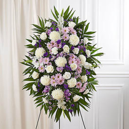 Deepest Sympathies Lavender & White Standing Spray
