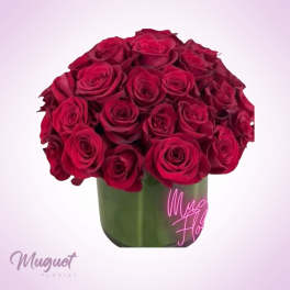 Center of Love: A Stunning Arrangement of Three Dozen Elegant Roses