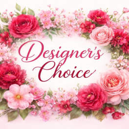Floral wreath around the words "Designer’s Choice"