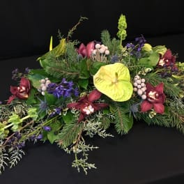 Winter long exotic centerpiece blue & green