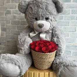 Preserved rose bear Large