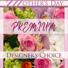 Pink Mother's Day premium designer's choice floral arrangement graphic