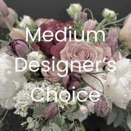Bouquet of blush and white flowers with mauve accents