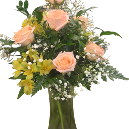 Half dozen roses and alstroemeria