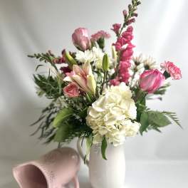 The Blushing Spring Pitcher by Barb’s Flowers