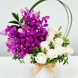 Orchids and White Roses