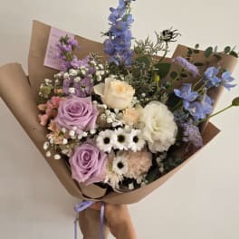Creamy Lavender Blue Hand-tied Bouquet