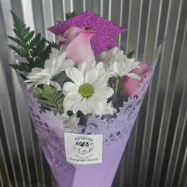 Grad Bouquet in Purple and White
