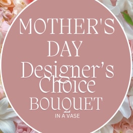 Mother's Day bouquet in a vase with pink and white flowers