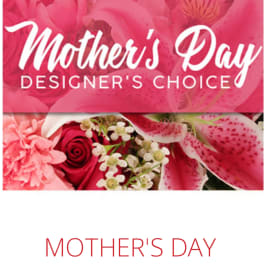 Pink Mother’s Day flower arrangement with roses and lilies