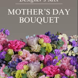 Colorful mixed bouquet of pink, purple, and cream flowers for Mother’s Day