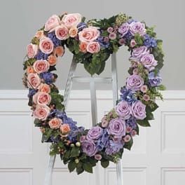 Triadic Heart in Lavender Orange and Green