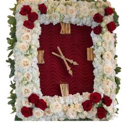 Red and White Square Clock