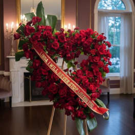 All Red Open Heart Standing Spray