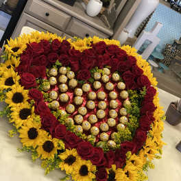 Roses and Sunflower Heart